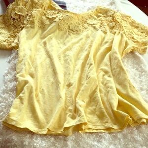 CHARTER CLUB yellow crochet and knit top sz 3x